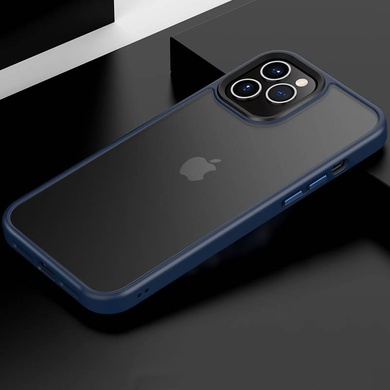 TPU+PC чехол Metal Buttons для Apple iPhone 12 Pro / 12 (6.1") Синий