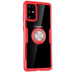 TPU+PC чехол Deen CrystalRing for Magnet (opp) для Samsung Galaxy S20+ Бесцветный / Красный