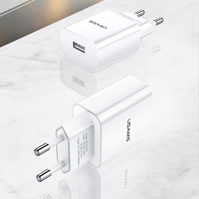 СЗУ USAMS US-CC075 T18 Single USB Travel Charger (EU) Белый