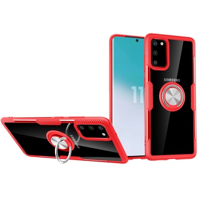 TPU+PC чехол Deen CrystalRing for Magnet (opp) для Samsung Galaxy S20 Бесцветный / Красный