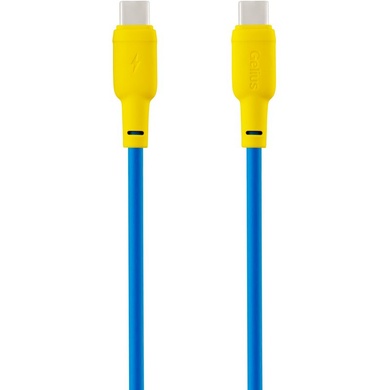 Дата кабель Gelius Full Silicon GP-UCN001CC Type-C to Type-C 60W (1.2m) Yellow / Blue