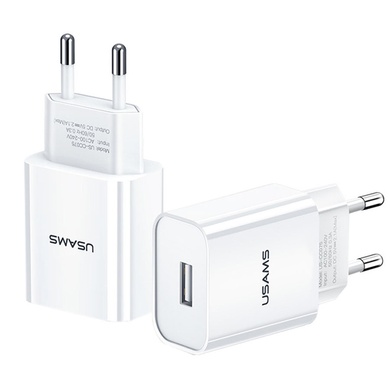 МЗП USAMS US-CC075 T18 Single USB Travel Charger (EU), Білий