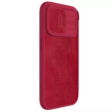 Кожаный чехол (книжка) Nillkin Qin Pro Camshield для Apple iPhone 15 Pro (6.1") Красный