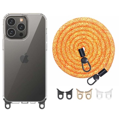 Чехол TPU Transparent with Straps для Apple iPhone 14 Pro Max (6.7") Orange / White