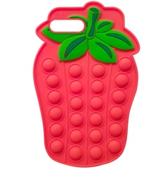 Фигурный силиконовый 3D чехол-антистресс Pop it Bubble Клубника для Apple iPhone 6+ / 7+ / 8+ (5.5") Красный