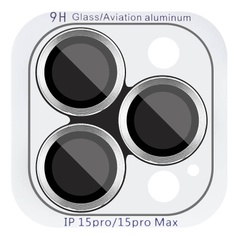 Захисне скло Metal Classic на камеру (в упак.) для Apple iPhone 15 Pro (6.1") / 15 Pro Max (6.7"), Серебряный / Silver