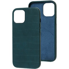 Кожаный чехол Croco Leather для Apple iPhone 13 (6.1") Green