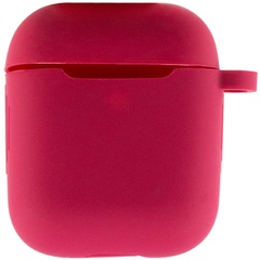 Силіконовий футляр New з карабіном для навушників Airpods 1/2, Красный / Rose Red