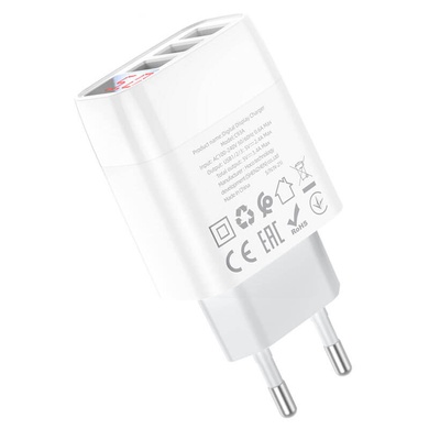 МЗП Hoco C93A Easy charge 3-port digital display charger, Білий