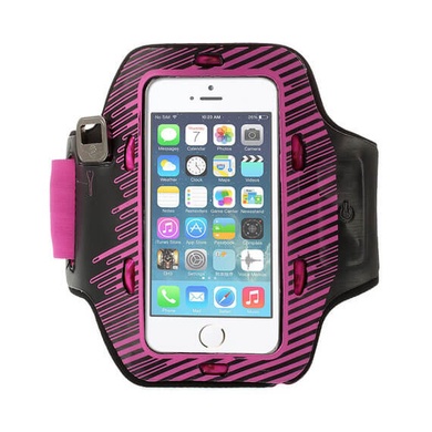 Неопреновий спортивний чохол на руку з підсвічуванням для Apple iPhone 5/5S/SE, Рожевий