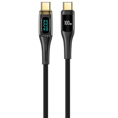 Дата кабель USAMS US-SJ591 Type-C to Type-C PD 100W Transparent Digital Display Cable (2m) Black