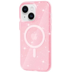 Чехол TPU Galaxy Sparkle (MagFit) для Apple iPhone 15 Plus (6.7") Pink+Glitter