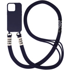 Чехол Cord case c длинным цветным ремешком для Apple iPhone 14 Plus (6.7") Темно-синий / Midnight blue