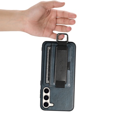 Кожаный чехол Wallet case and straps для Samsung Galaxy A54 5G Синий / Blue