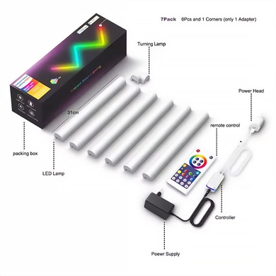 Настенный светильник Lines SAL-013B Bluetooth USB interface with app (6+1 pcs) White