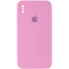 Чохол Silicone Case Square Full Camera Protective (AA) для Apple iPhone XS / X (5.8"), Рожевий / Light pink