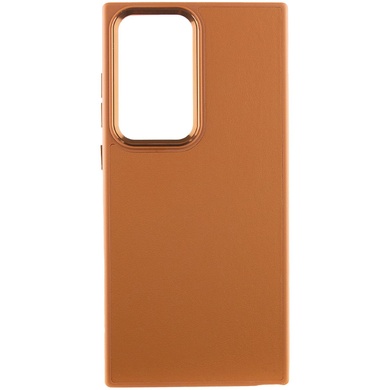 Шкіряний чохол Bonbon Leather Metal Style для Samsung Galaxy S22 Ultra, Коричневый / Brown