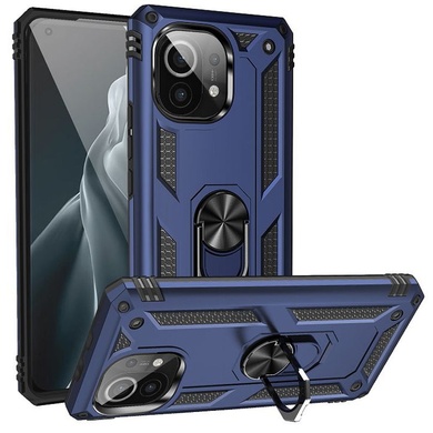 Ударопрочный чехол Serge Ring for Magnet для Xiaomi Mi 11 Lite Темно-синий