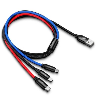 АЗУ Baseus Digital Display Dual USB 4.8A Car Charger 24W with Three Primary Colors 3-in-1 Cable USB Серый / Черный