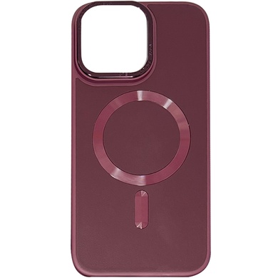 Шкіряний чохол Bonbon Leather Metal Style with MagSafe для Apple iPhone 15 Pro (6.1"), Бордовый / Plum