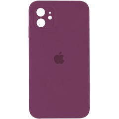 Чохол Silicone Case Square Full Camera Protective (AA) для Apple iPhone 11 (6.1 "), Бордовий / Maroon