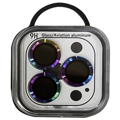 Захисне скло Metal Classic на камеру (в упак.) для Apple iPhone 15 Pro (6.1") / 15 Pro Max (6.7"), Сиреневый / Rainbow