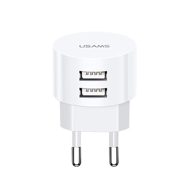 СЗУ USAMS T20 Dual USB Round Travel Charger (EU)+U35 Micro USB cable Белый