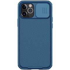 Карбоновая накладка Nillkin Camshield (шторка на камеру) для Apple iPhone 12 Pro / 12 (6.1") Синий / Blue