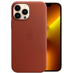 Кожаный чехол Leather Case (AAA) with MagSafe для Apple iPhone 13 Pro (6.1") Golden Brown