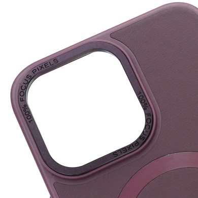 Кожаный чехол Bonbon Leather Metal Style with MagSafe для Apple iPhone 14 (6.1") Бордовый / Plum