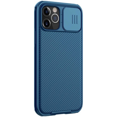 Карбоновая накладка Nillkin Camshield (шторка на камеру) для Apple iPhone 12 Pro / 12 (6.1") Синий / Blue