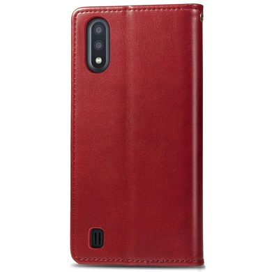 Кожаный чехол книжка GETMAN Gallant (PU) для Samsung Galaxy A01 Красный