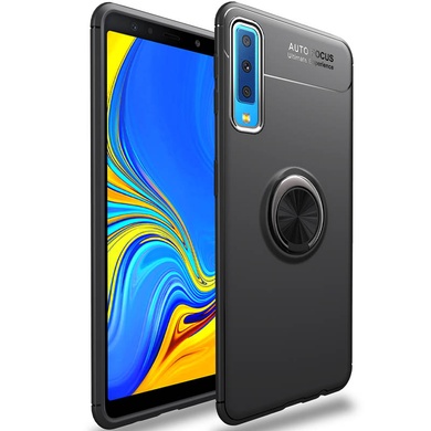 TPU чехол Deen ColorRing под магнитный держатель (opp) для Samsung A750 Galaxy A7 (2018) Черный / Черный