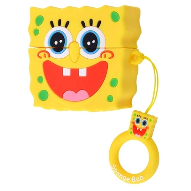 Силиконовый футляр с кольцом SpongeBob для наушников AirPods Pro Sponge Bob / Желтый