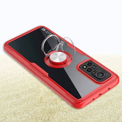 TPU+PC чехол Deen CrystalRing for Magnet (opp) для Xiaomi Mi 10T / Mi 10T Pro Бесцветный / Красный