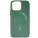 Шкіряний чохол Bonbon Leather Metal Style with MagSafe для Apple iPhone 15 Pro (6.1"), Зелений / Pine green