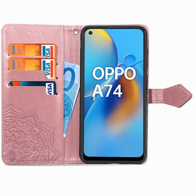 Шкіряний чохол (книжка) Art Case з візитниці для Oppo A74 4G, Рожевий