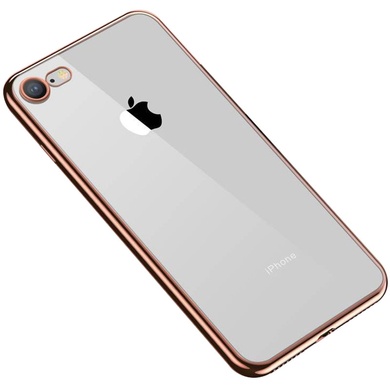 Прозрачный силиконовый чехол глянцевая окантовка Full Camera для Apple iPhone 7/8/SE(2020) (4.7") Золотой