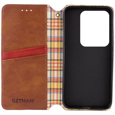 Кожаный чехол книжка GETMAN Cubic (PU) для Xiaomi Redmi Note 13 5G Коричневый