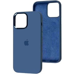 Чехол Silicone Case Metal Buttons (AA) для Apple iPhone 14 (6.1") Синий / Navy blue