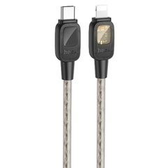 Дата кабель Hoco U124 Stone silicone power-off Type-C to Lightning (1.2m) Black