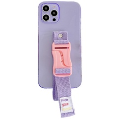 Чехол Handfree с цветным ремешком для Apple iPhone 12 Pro (6.1") Фиолетовый