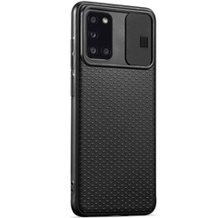 Чехол Camshield Black TPU со шторкой защищающей камеру для Samsung Galaxy A41 Черный / Черный
