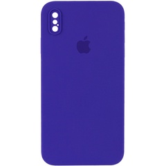 Чохол Silicone Case Square Full Camera Protective (AA) для Apple iPhone XS / X (5.8"), Фіолетовий / Ultra Violet