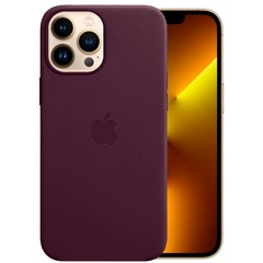 Кожаный чехол Leather Case (AAA) with MagSafe для Apple iPhone 13 Pro (6.1") Dark Cherry