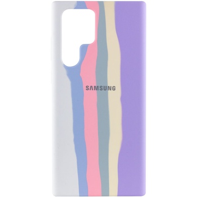 Чохол Silicone Cover Full Rainbow для Samsung Galaxy S22 Ultra, Белый / Сиреневый