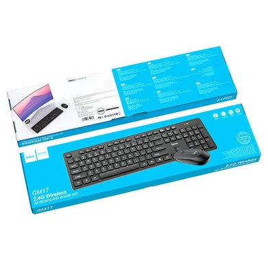 Набор клавиатура (кир.) + мышь Hoco GM17, беспроводной Черный