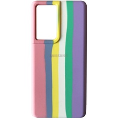 Чохол Silicone Cover Full Rainbow для Samsung Galaxy S22 Ultra, Рожевий / Бузковий
