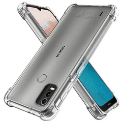 TPU чехол GETMAN Ease logo усиленные углы для Nokia C21 Plus Бесцветный (прозрачный)