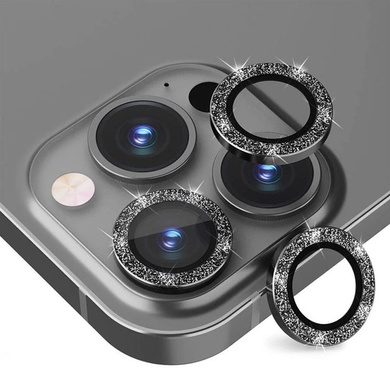 Захисне скло Metal Sparkles на камеру (в упак.) для Apple iPhone 15 Pro (6.1") /15 Pro Max (6.7"), Черный / Midnight